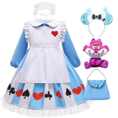 Girl Alice Costume Halloween Maid Lolita Dress Kids Cosplay Servant Family Party Fancy Clothing New Arrival