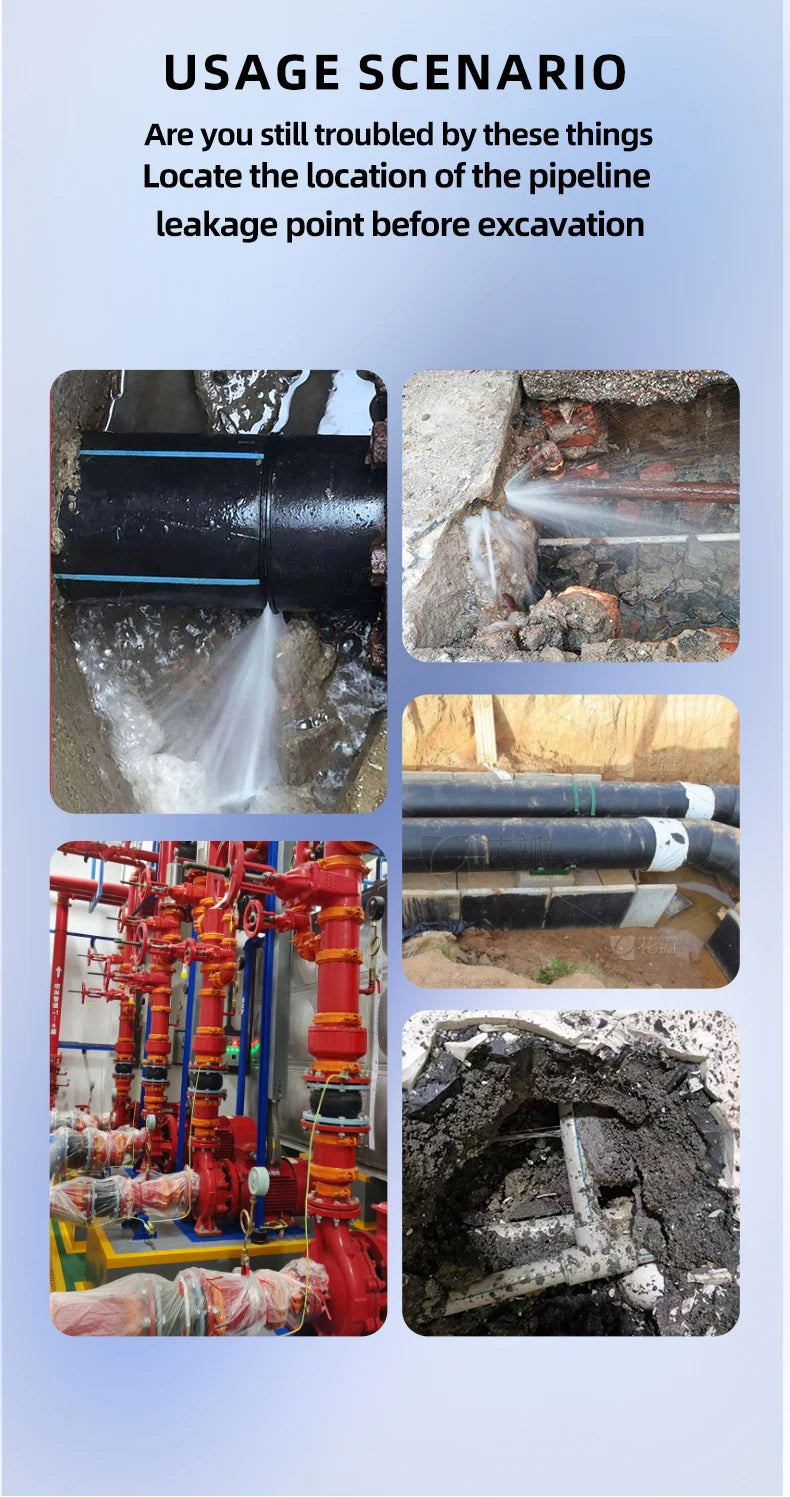 Professional Smart Home Pipeline Leak Detector High-Precision Digital Acoustic Water Leak Meter Multi-Function Detector F-999K