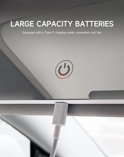 Car Interior Mirrors Sun Visor Plate LED HD Makeup Mirror for Girls Women Rechargeable Fill Light Universal Thin Vanity Mirror