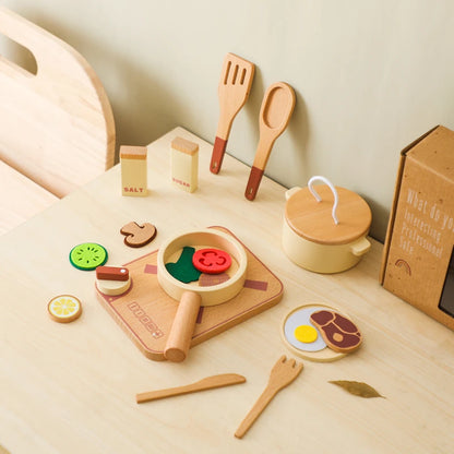 Kid Wooden Kitchen Toy Baby Play Kitchen Building Block Model Set Newborn Pretend Cooking Food Kitchen Toys Simulation Game Gift