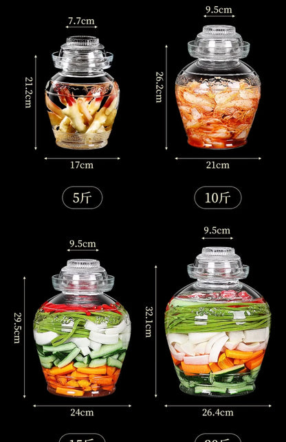 Traditional Fermenting Kit Crock with Water Seal Airlock Lid, for Pickles Kimchi Sauerkraut,Glass Jar with Lid Fermentation Jar