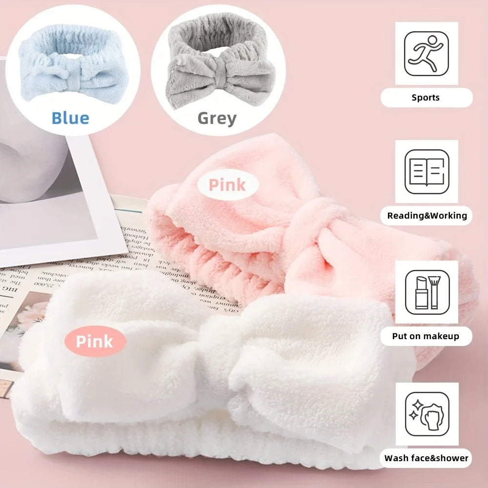 4-Piece Skin Care Gift Set: Ice Roller, Coral Fleece Headband, Makeup Bag and Cleansing Brush - Beauty Tools, Headband