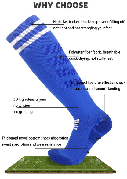 Towel Bottom Soccer Socks Breathable Knee High Training Long Stocking Adults Youths Kids Practical Competition Football Socks