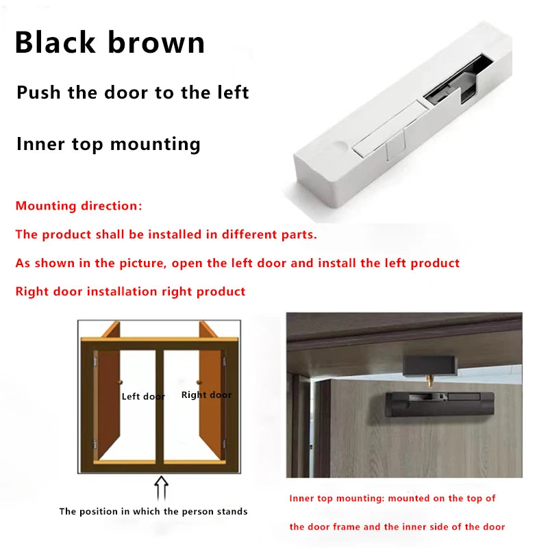 Door Damping Buffer Wooden Door Flat Outward Opening Invisible Door Home Closing Silent Hydraulic Door Closer Anti-pinch