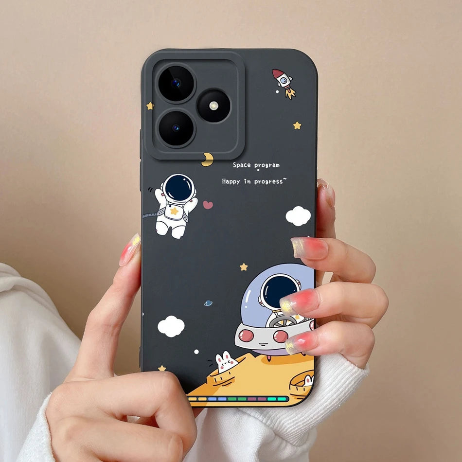 Case For Realme Note 50 Flower Painted Upgrade Lens Protection Soft Back Cover Model RMX3834 Liquid Silicone Phone Protectors