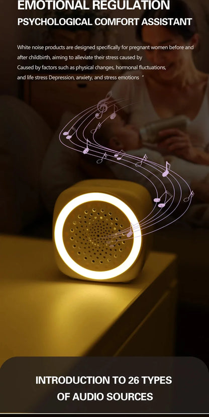 with RGB Lighting Baby White Noise Machine White with Timer Sleep Sound Player Night Light Soft Lighting Auto Shutoff