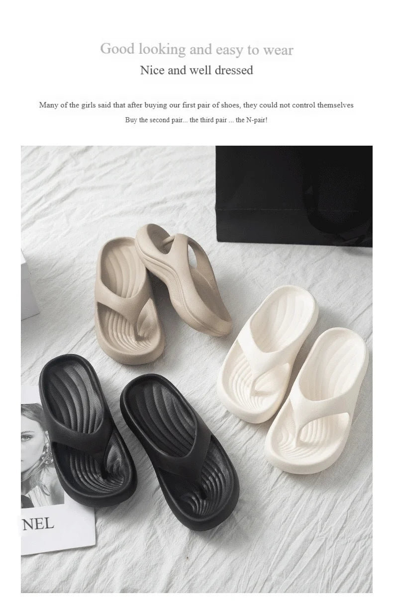 High-end And Touching Flip-flops For Summer Wear, Anti-slip, Anti-odor, And Comfortable Home Slippers That Pinch The Feet