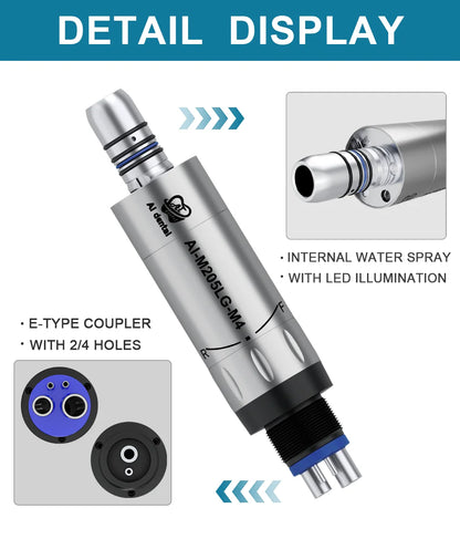 LED Illumination Dental Low Speed Air Motor With Micro Power Generator E-type 2/4/6 Hole Internal Water Spray AI-M205LG