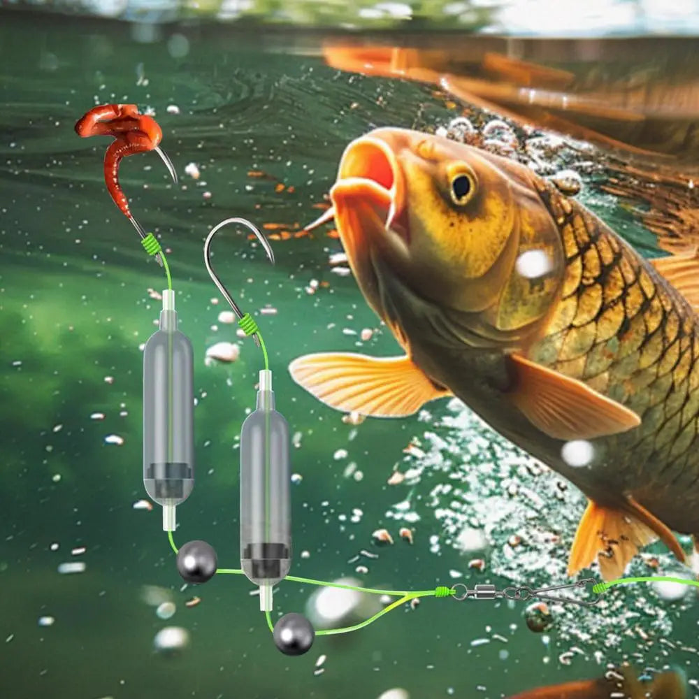 2Hooks Fishing Hair Rigs Hook Reverse Bottom Fishing Rig Reverse Anti-Snag Attractor For River Pier Offshore