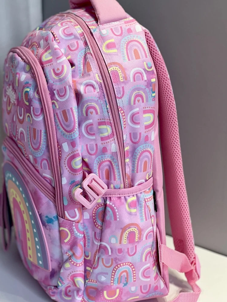 Genuine Australian Smiggle Schoolbag Light Pink Rainbow Door Student Stationery Pencil Case Large Capacity Backpack Student Gift