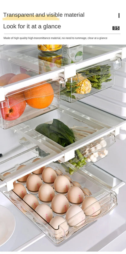 Fridge Organizer Fruit Egg Refrigerator Storage Rack Under-shelf Refrigerator Drawer Box Fresh keeping Kitchen Organizer
