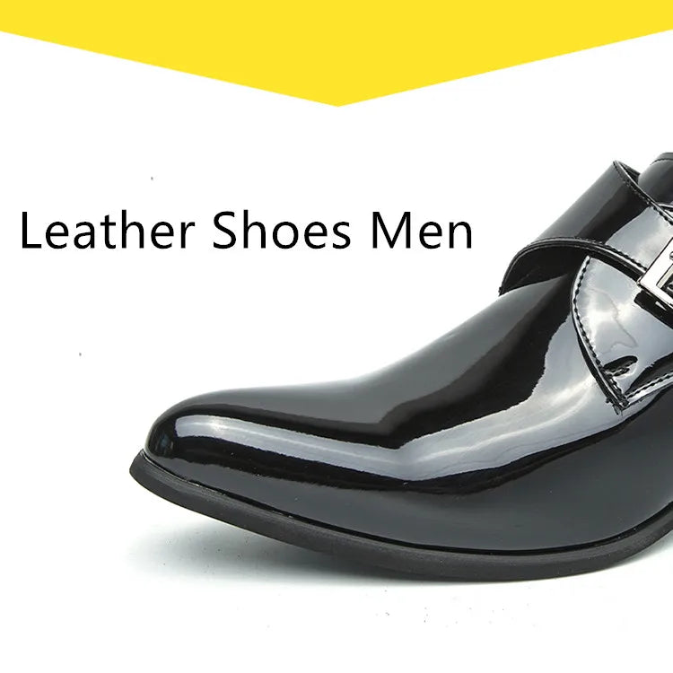 Luxury Black High Heel Men's Shoes Fashion Moccasin For Men Wedding Shoes Casual Dress Leather Pointed Toe Shoes Man Oxford Shoe