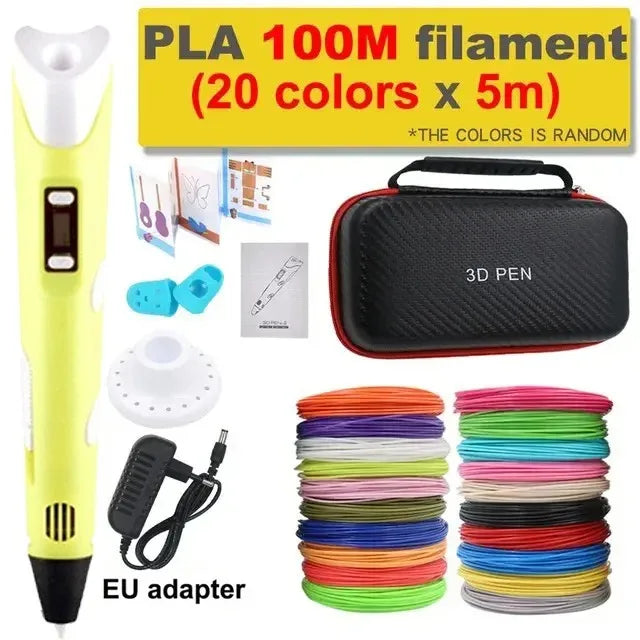 3D Pen DIY Drawing Pen With LCD Screen Compatible PLA ABS Filament Toys Safe Paiting for Children Kids Christmas Birthday Gifts