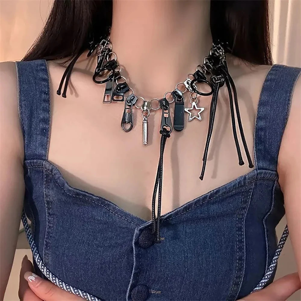 Stylish Zipper Necklaces Punk Men's And Women's Jewelry Accessories Unisex Jewelry Accessories Party Neck Accessories