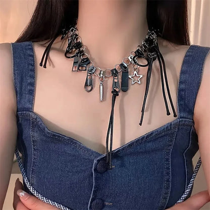 Stylish Zipper Necklaces Punk Men's And Women's Jewelry Accessories Unisex Jewelry Accessories Party Neck Accessories