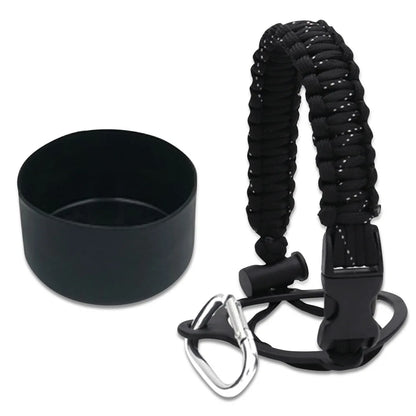 Paracord Handle For Wide Mouth Water Bottle And Silicone Sleeve Boot Compatible With Hydro Flask Tumblers Accessories