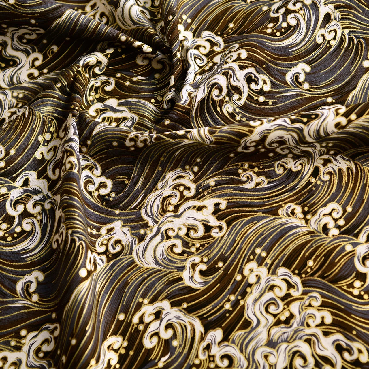 Cotton Bronzing Printing Fabric Handmade DIY Clothing Luggage Sachet Cotton Cloth Cotton Fabric Qinghai Smoke Wave, 145x50cm