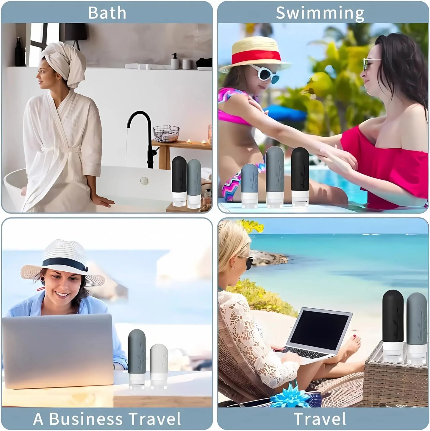 17/4Pcs Travel Bottles Set Leak-Proof Container Portable Refillable Toiletries Shampoo Conditioner Lotion Liquid Empty Bottles