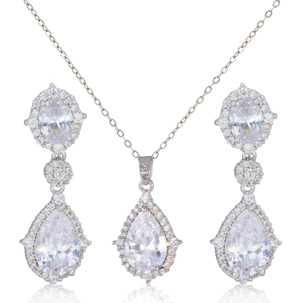 Fashion necklace accessories women's earring Jewelry sets bride's wedding zircon water drop girls earrings for women jewellery