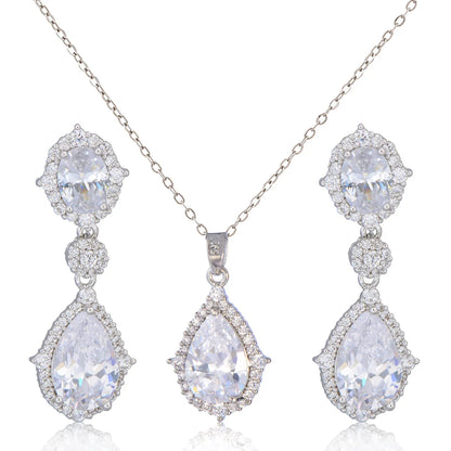 Fashion necklace accessories women's earring Jewelry sets bride's wedding zircon water drop girls earrings for women jewellery