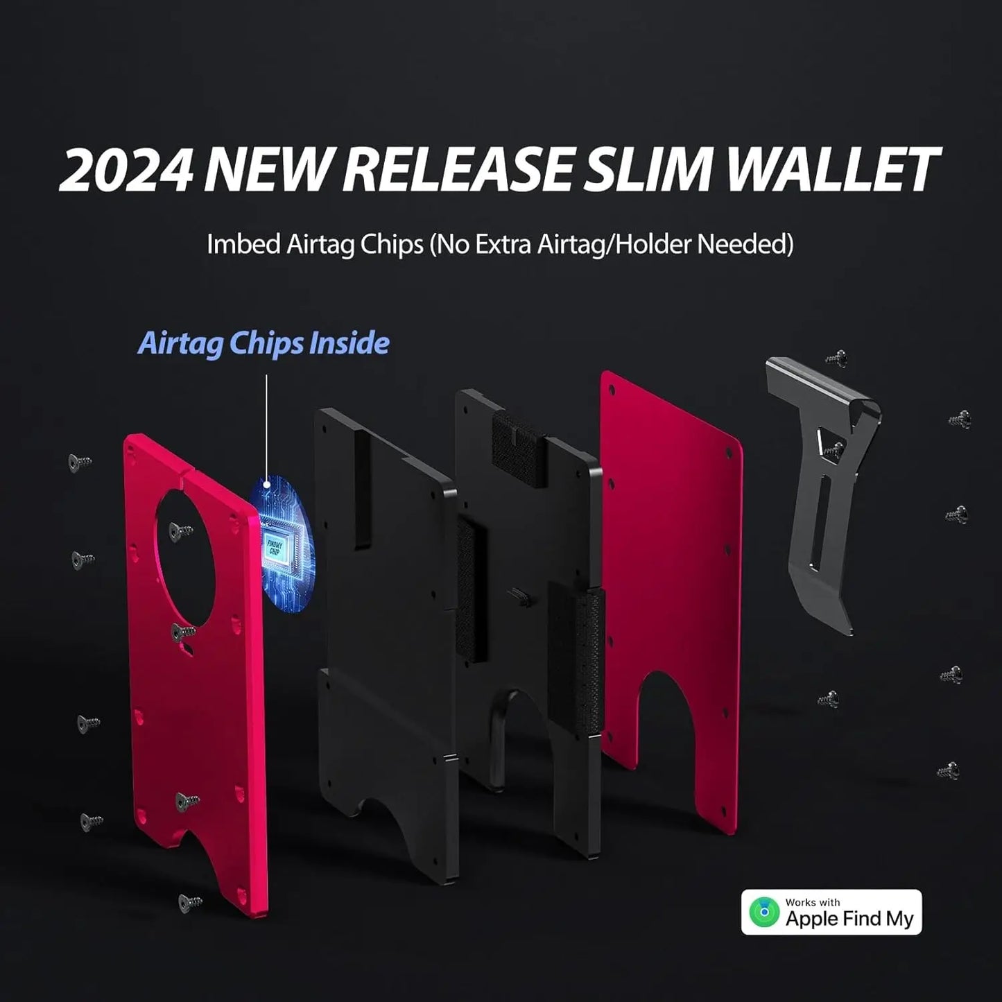 RFID Blocking Credit Card Holder, Slim Wallet For Men, Compatible with Find My iOS Only, Detachable Money Clip