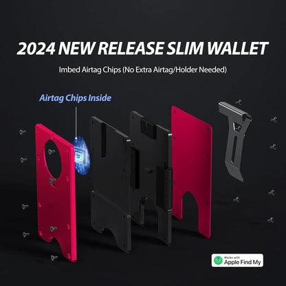 RFID Blocking Credit Card Holder, Slim Wallet For Men, Compatible with Find My iOS Only, Detachable Money Clip