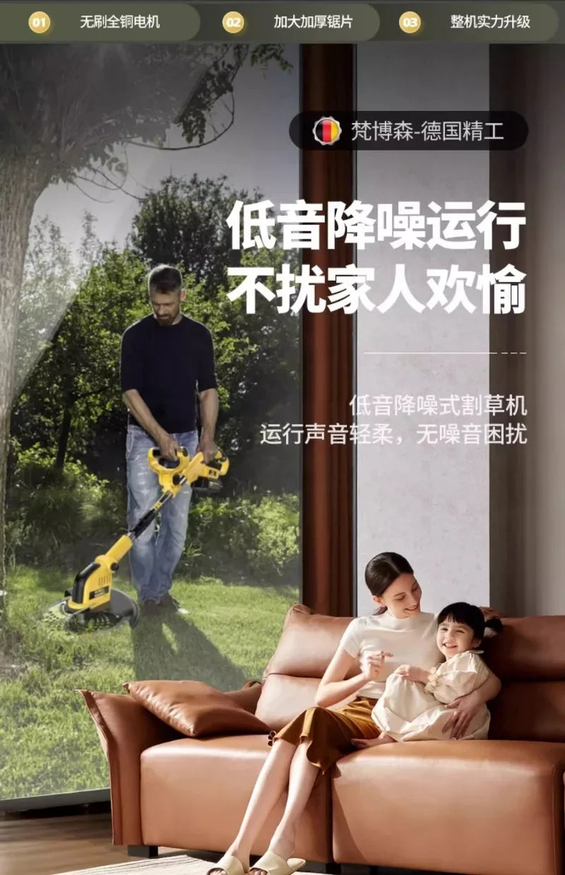 Electric lawn mower Small household lawn Lithium battery rechargeable  mower High power lawn mower