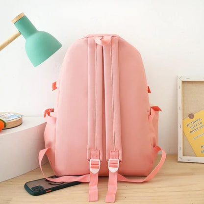4 Set Korean High School Junior High School Elementary School Student Forest Style Versatile Backpack with Large Capacity Colors