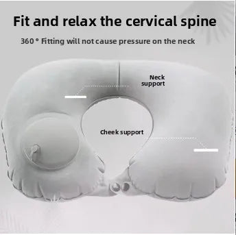 Pressurized inflatable U-shaped pillow, a magical travel neck pillow that is portable, flocked outdoor U-shaped neck pillow.pvc