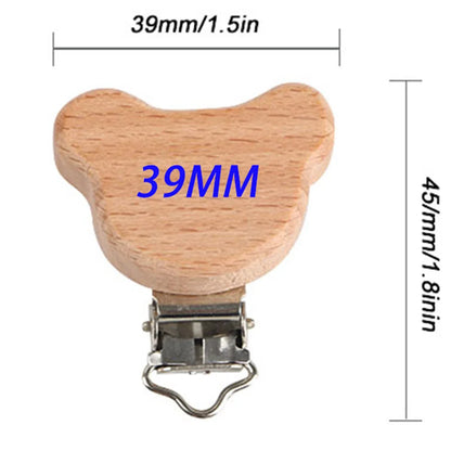 Kovict 5Pcs 19 Styles Beech Wooden Clips Metal Bracket DIY Pacifier Chain Handmade Crafts Accessories