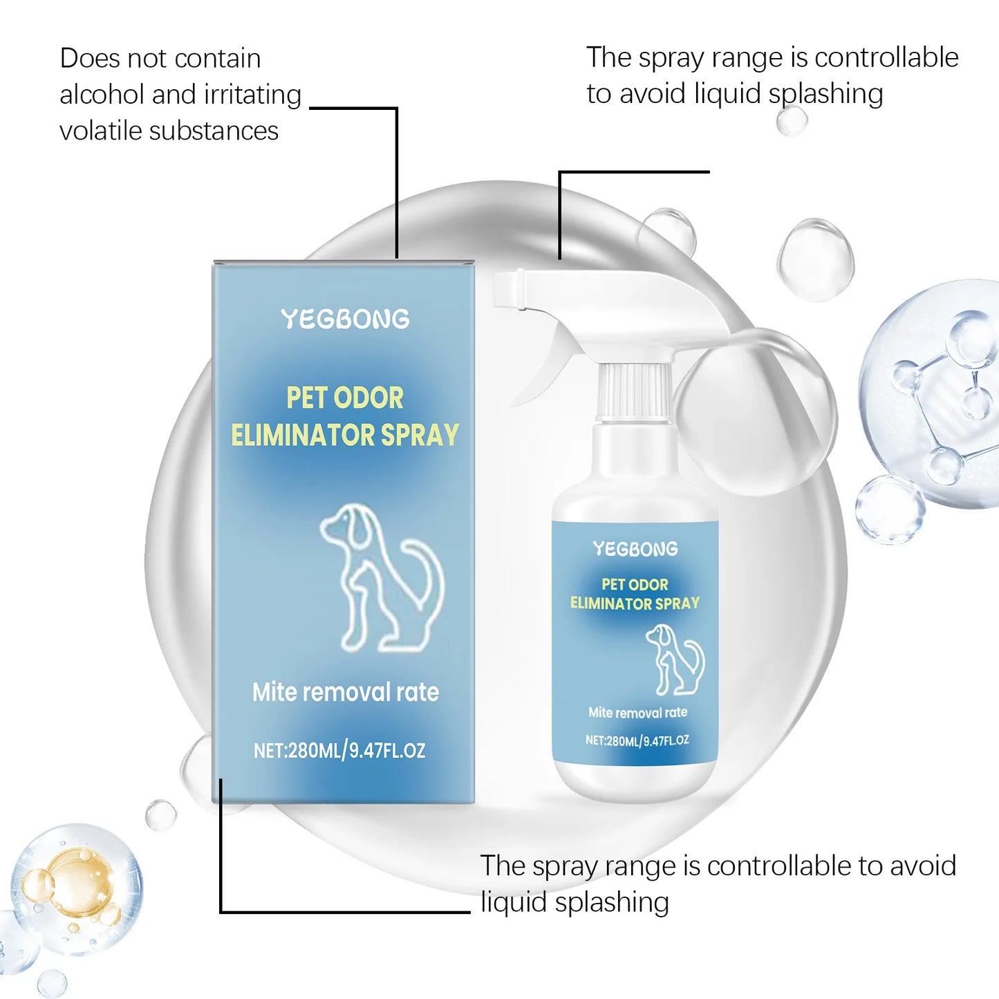 Long Lasting Pet Odor Eliminator Spray Destroys Urine Odors for Cats Dogs Scent Retention Formula Freshens Litter Boxes Beds