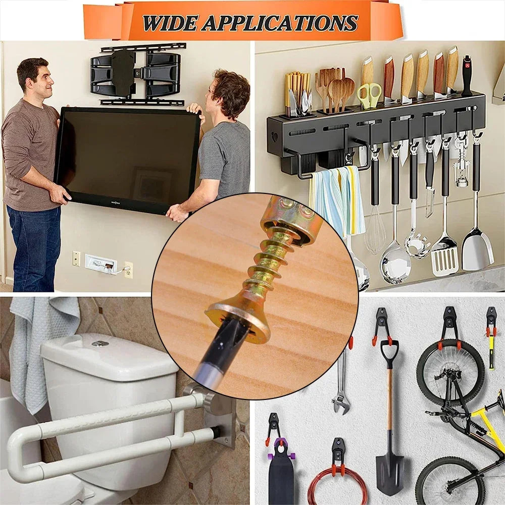 Heavy Duty Steel Wall Anchor With Screws Kit Metal Tube Expansion Self Tapping Screw Drywall Drilling Plug Fastener Bolt Anchors