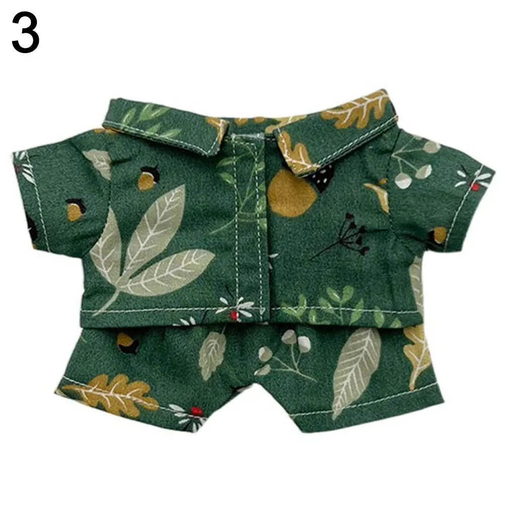20CM Plush Doll Clothes Suit Fruit Animals Printing Lapel Shirt Pants Casual Wears Cotton Stuffed Toys Idol Dolls Accessories