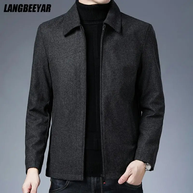 High Quality New Brand Casual Fashion Lapel Autumn Winter Mens Coat 2025 Men Clothing Fashion Jacket Solid Classic Windbreaker