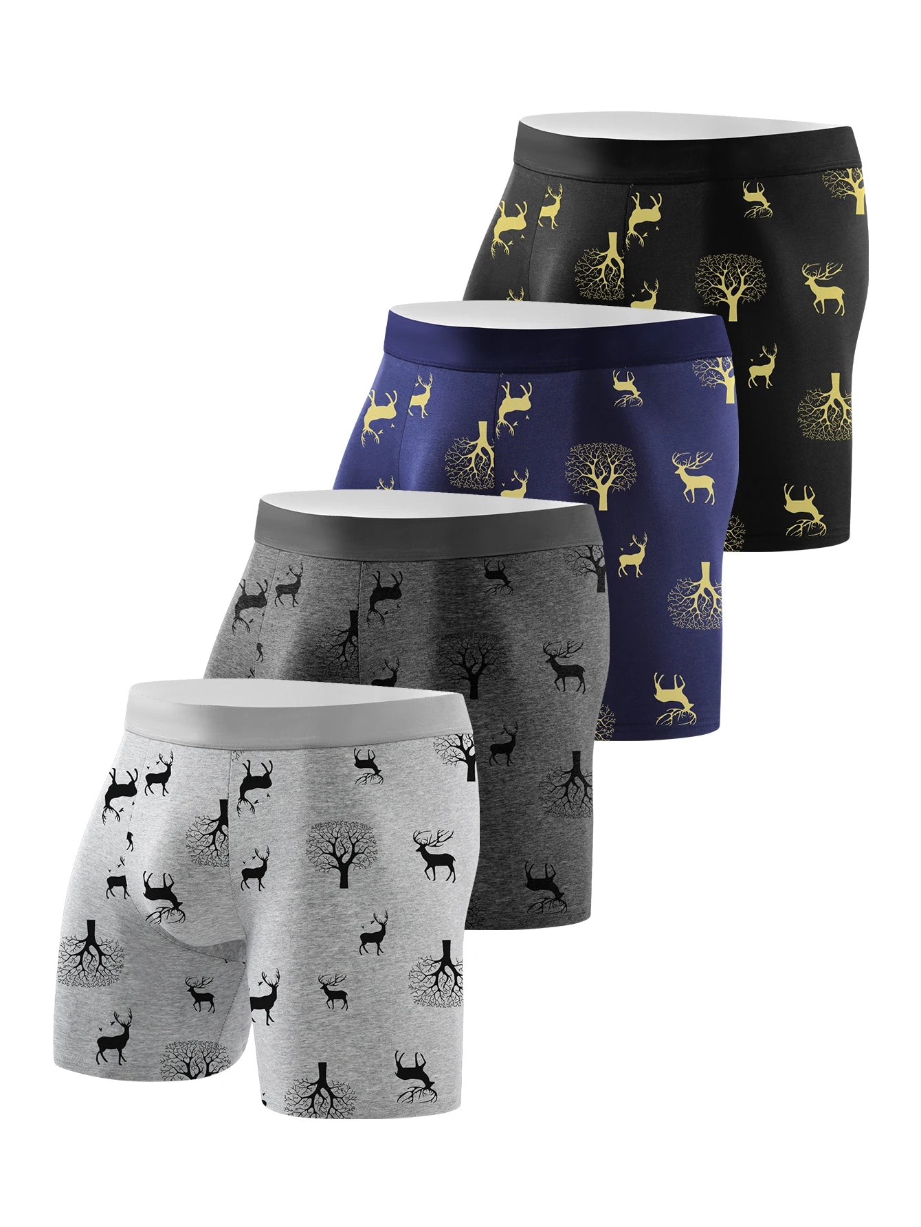 4pcs Men's Underwear Sports Fitness Boxer Briefs Breathable and Comfortable Long Panties Athleisure Fashion Long Panties