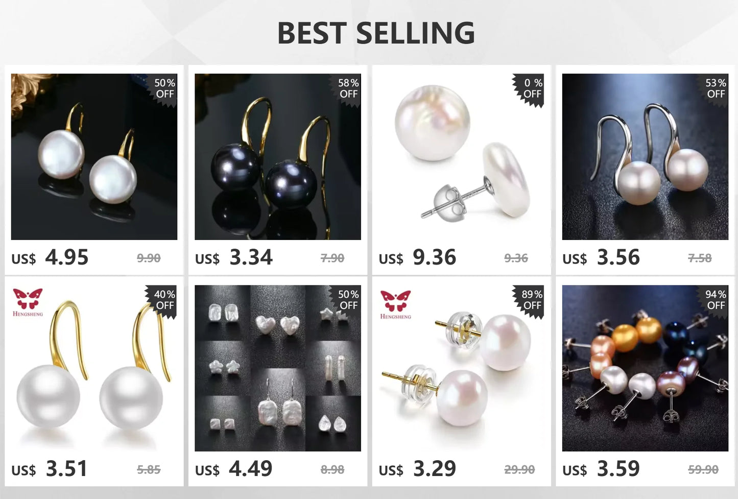 HENGSHENG 7-8mm Natural Freshwater Pearl Earrings for Women Jewelry Bohemian Drop Earrings for Wedding / Party / Daily