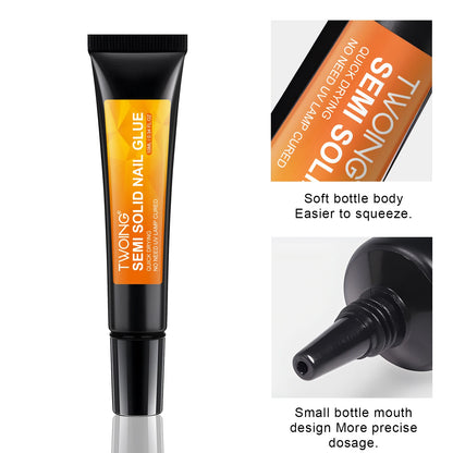 Quick-Dry Nail Glue，Semi solid Super Strong Adhesive For Press-On Nails，Rhinestones，Acrylic Nails，Fake Nail，No need UV/LED Cured