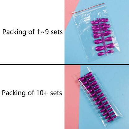 1 Set Glitter False Nail Tips Full Cover Ballerina Fake Nail Tips Press on Nail Tips Coffin