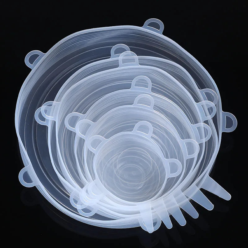 6pcs/set Silicone Cover Stretch Lids Reusable Airtight Food Wrap Covers Keeping Fresh Seal Bowl Stretchy Wrap Cover