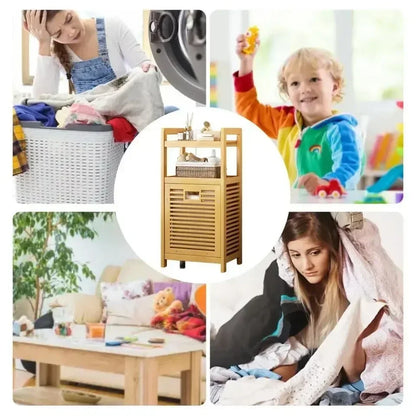 Dirty Clothes Basket Wood Vine Weaving Laundry Hamper Multi-function Bathroom Rack Large Capacity Laundry Baskets Storage Rack