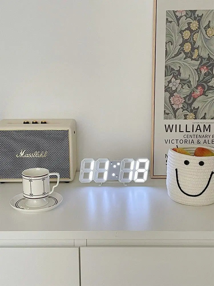 3D digital alarm clock desktop clock wall-mounted living room electronic clock home bedroom ornament clock table clock