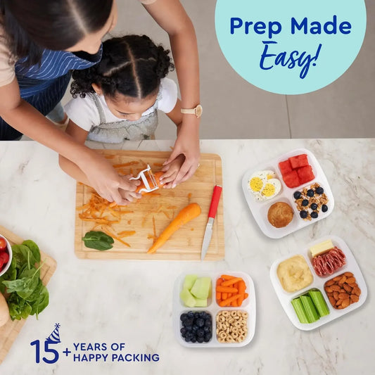 5 Pack Bento Snack Boxes - Reusable 4-Compartment Food Containers for School, Work and Travel