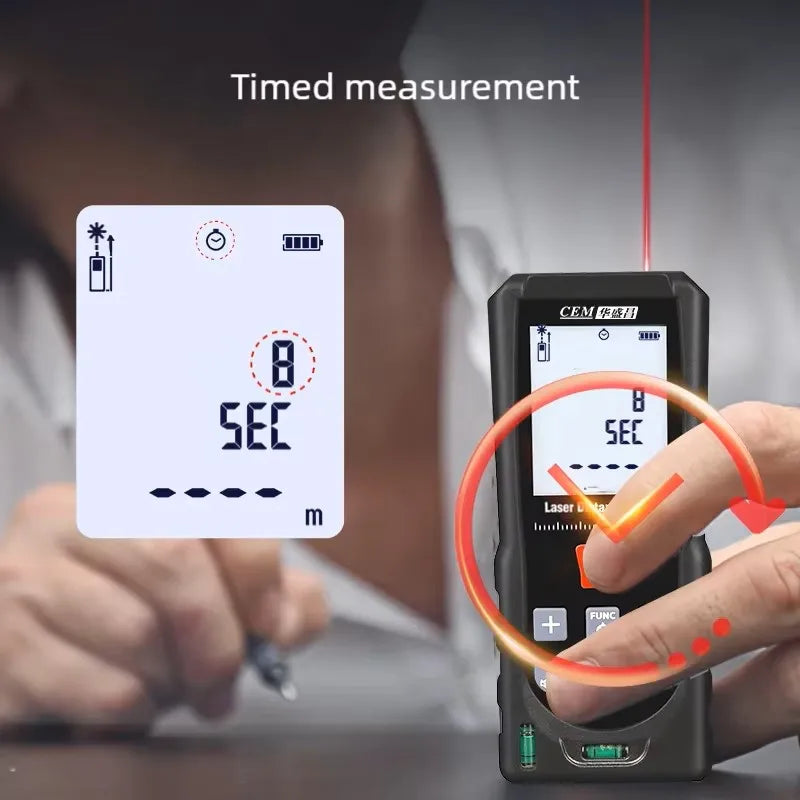 Laser Measuring Tool 328ft/100m, Red Light Laser Tape Measure with Angle Sensor, Pythagorean, Distance, Area, Volume Measuring