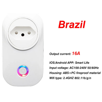 EU Smart Plug WiFi Socket power energy meter 10A/16A Power Monitor Wattmeter Timing Function  watt meter Tuya SmartLife APP