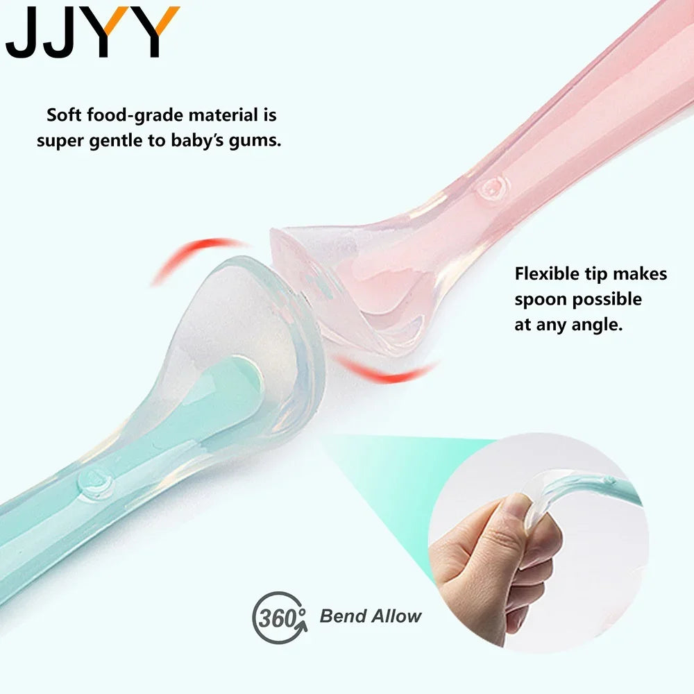 Baby Soft Silicone Spoon Candy Colored Child Food Feeding Spoon for Kids Travel Picnic Kitchen Tools
