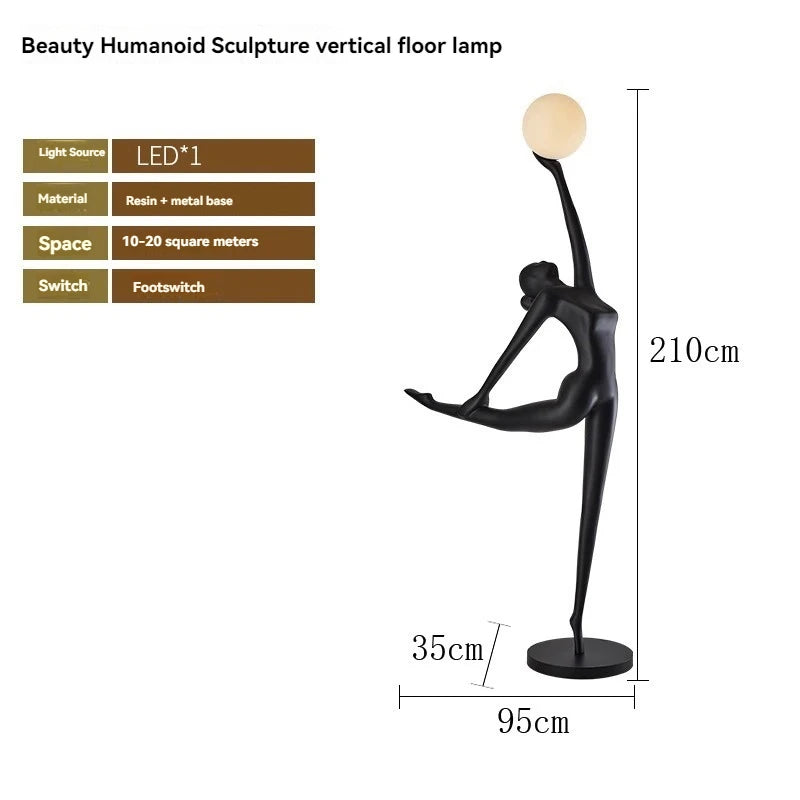 Misha White Goddess Statue Floor Lamp , Liberty Sculpture Floor Lamp , Art Human Floor Lamp