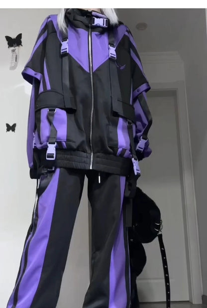 Oversize Jacket Trench Coat Men And Women Autumn Solid Japanese Fashion Vintage Casual High Street Hooded Functional Wind