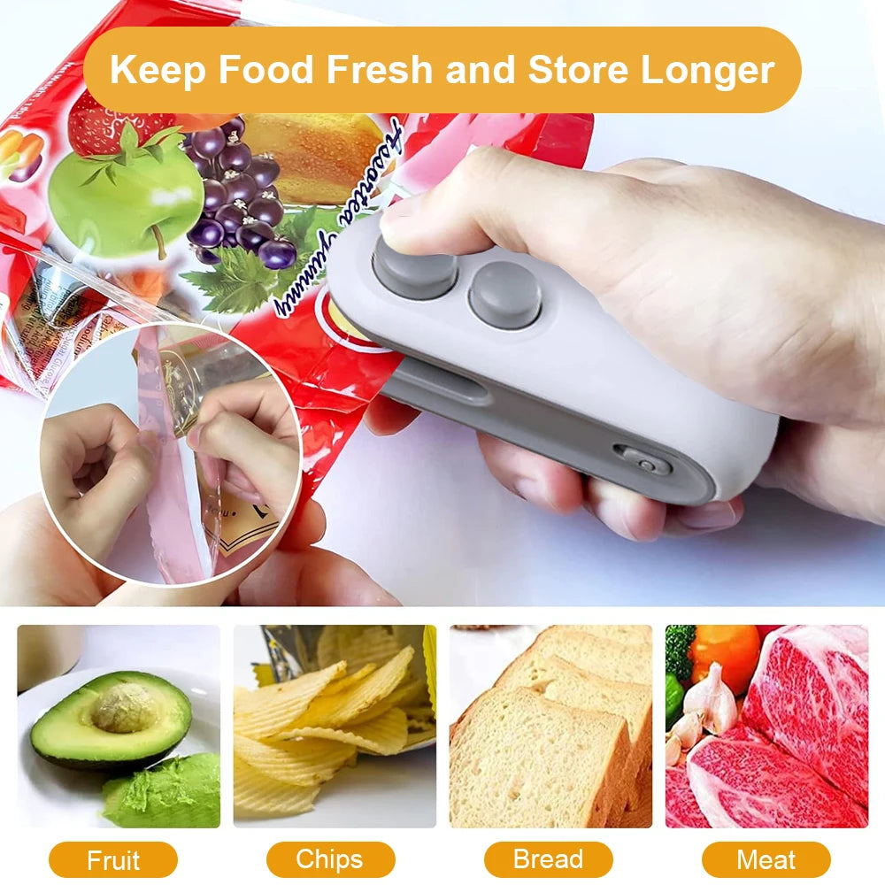 Plastic Bags Sealer Mini Sealing Machine Food Packaging Bag Sealer Portable Heat Bag Sealer Rechargeable Food Bag Thermal Sealer
