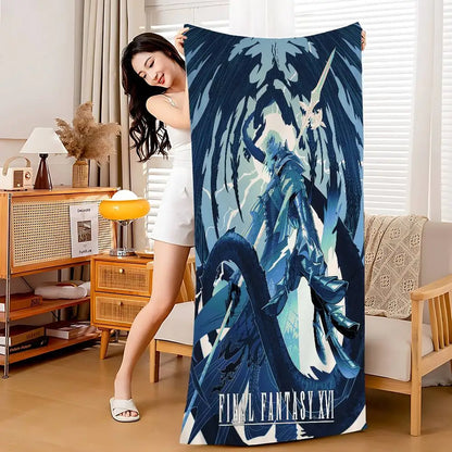Video Games Final F-Fantasy Cartoon Beach Towel Cute Kawaii Room Decor Bath Girls Children Hand Towels For Bathroom Shower