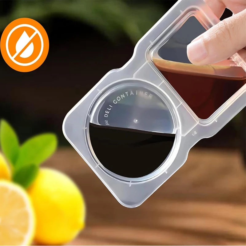 10Pcs Reusable Snack Containers with Lid Double Compartment Snackle Box Sauce Containers Portable Snack Box Food Containers Set